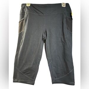 Tangerine Blue Capris with Stretchy Fabric and Wide Waistband